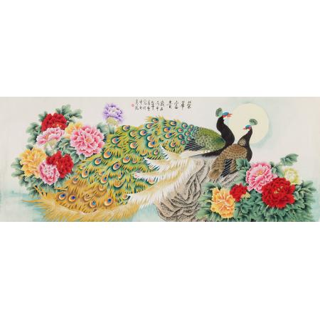 凌雪 小八尺作品《荣华富贵》工笔画